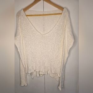White Lightweight Summer Sweater Italian, lg, cotton/viscose blend